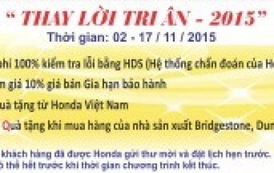 CHƯƠNG TRÌNH KHUYẾN MẠI ĐẶC BIỆT “THAY LỜI TRI ÂN”