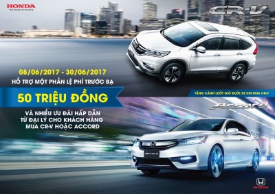 Honda Việt Nam triển khai chương trình Khuyến mại dành cho khách hàng mua Honda CR-V và Honda Accord trong tháng 06/2017