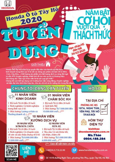 THÔNG BÁO TUYỂN DỤNG