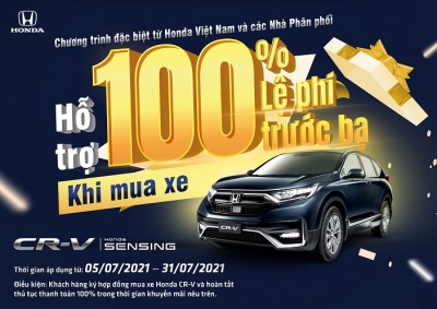 Hỗ trợ 100% lệ phí trước bạ cho khách hàng mua Honda CR-V trong tháng 7 năm 2021